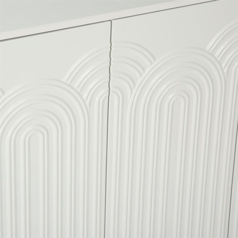 Mercer41 White Sideboard Buffet 58’’ Accent Storage With 4 Doors Wayfair